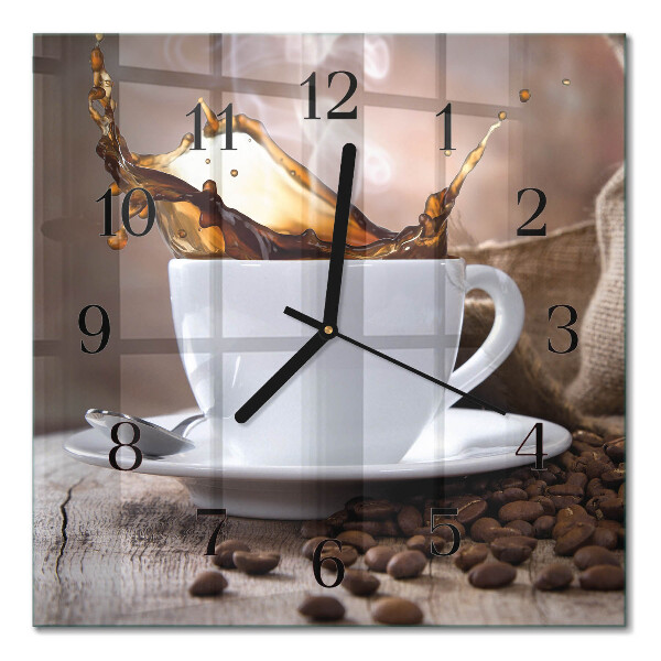 Glass clock square Coffee