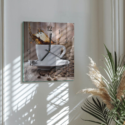 Glass clock square Coffee