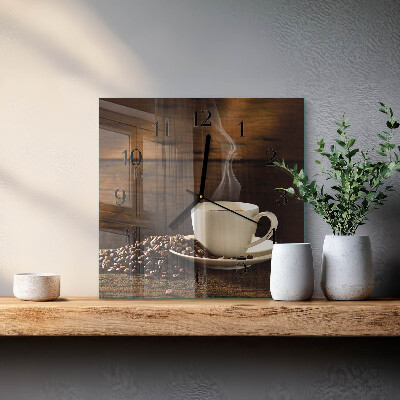 Glass wall clock square Coffee