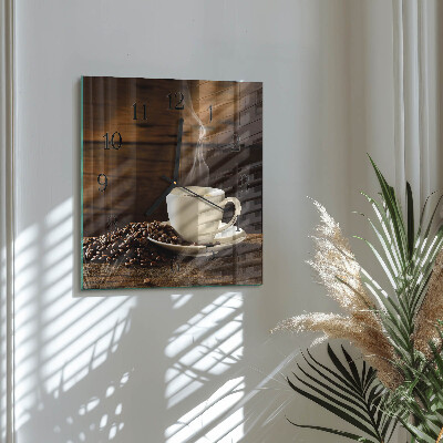 Glass wall clock square Coffee