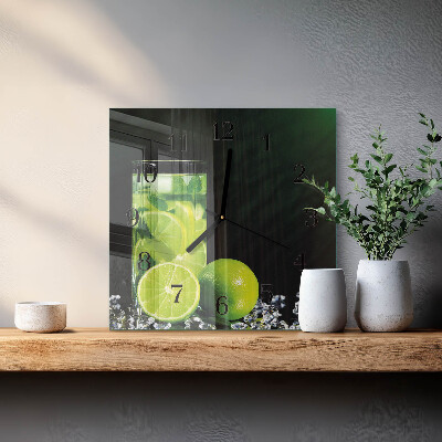 Glass wall clock square Calcium carbonate