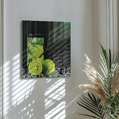 Glass wall clock square Calcium carbonate