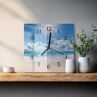 Glass clock square Sea