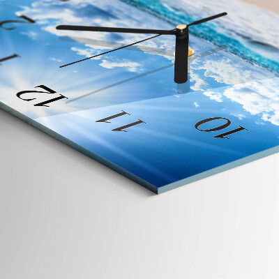 Glass clock square Sea