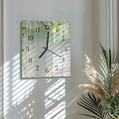 Glass wall clock square Spring