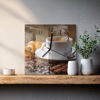 Glass wall clock square Cinnamon anise