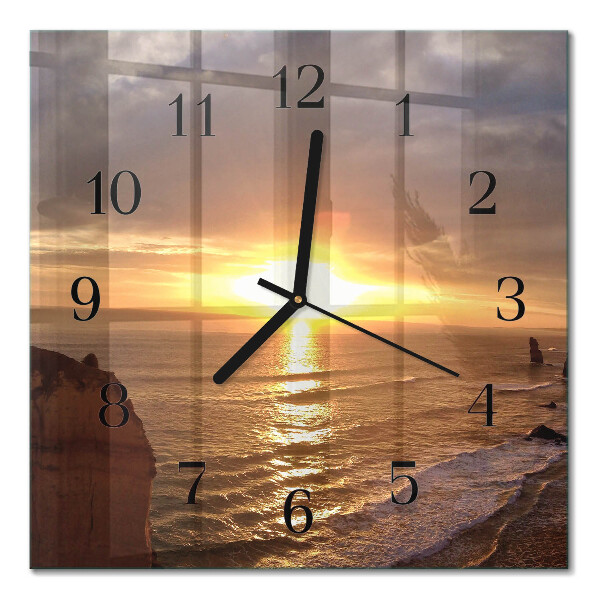 Glass clock square Sunset