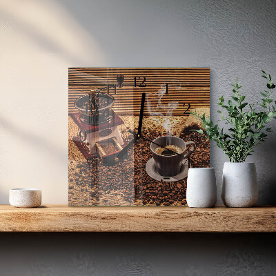 Square kitchen clock Coffee beans
