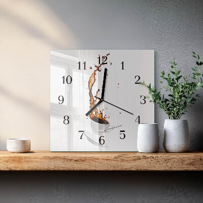 Glass wall clock square Coffee