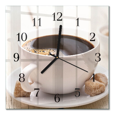 Glass wall clock square Coffee