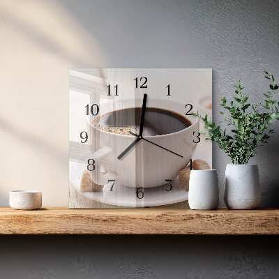 Glass wall clock square Coffee