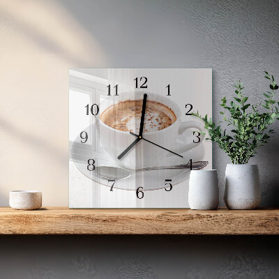 Glass clock square Coffee