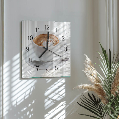 Glass clock square Coffee