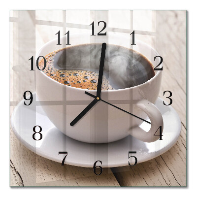 Glass clock square Coffee