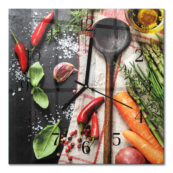 Glass clock square Spices