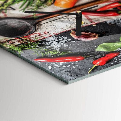 Glass clock square Spices