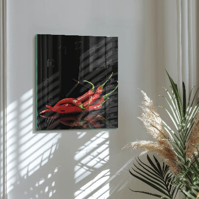 Square kitchen clock Chili peppers