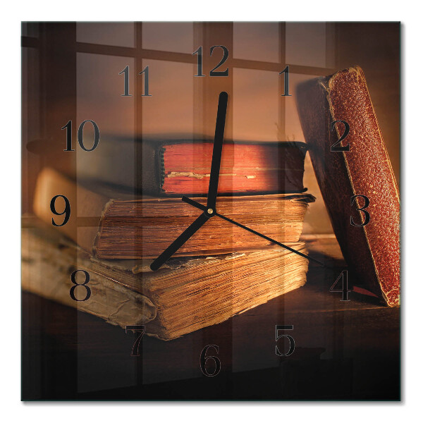 Glass wall clock square Book