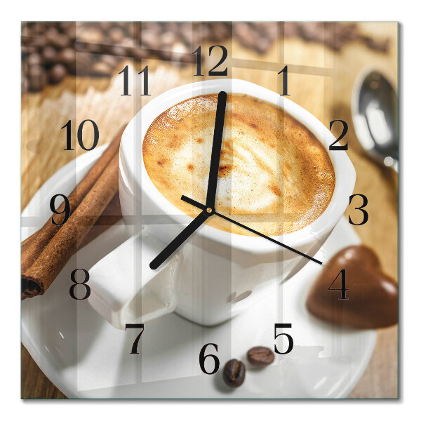 Glass wall clock square Coffee