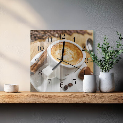 Glass wall clock square Coffee