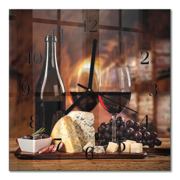 Glass clock square Wine