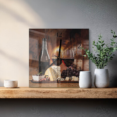 Glass clock square Wine