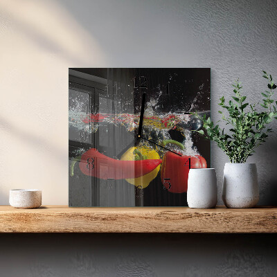 Square kitchen clock Pepper