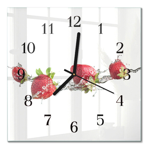 Square wall clock Strawberries in water