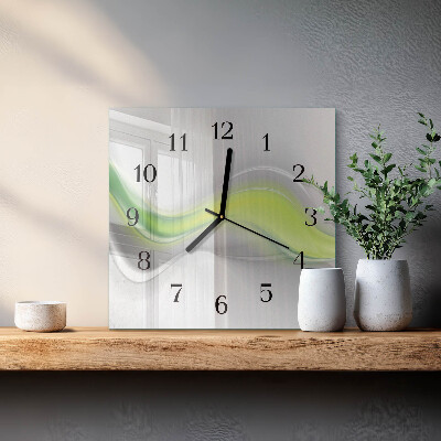 Glass wall clock square Waves of color