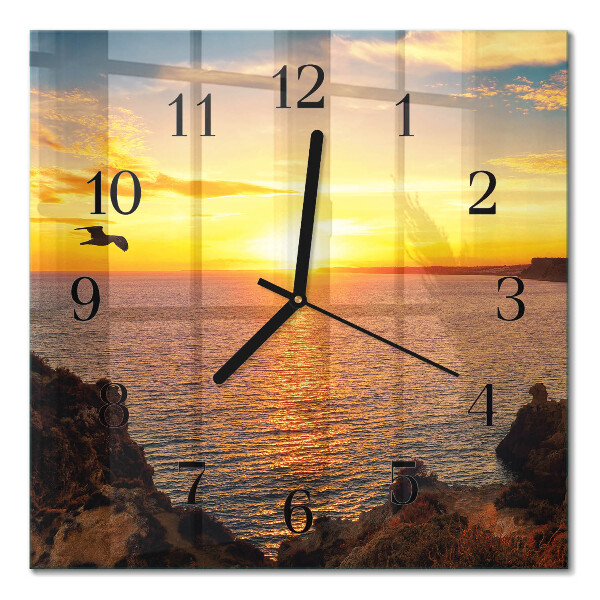 Square kitchen clock Sunset