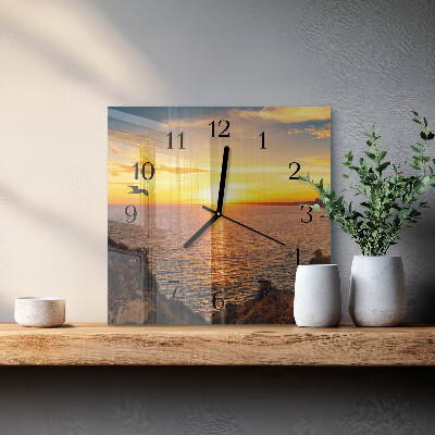 Square kitchen clock Sunset