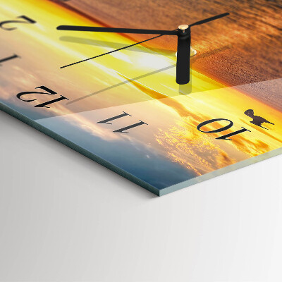 Square kitchen clock Sunset