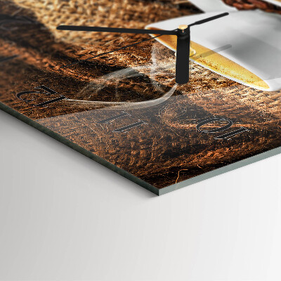 Glass clock square Coffee beans