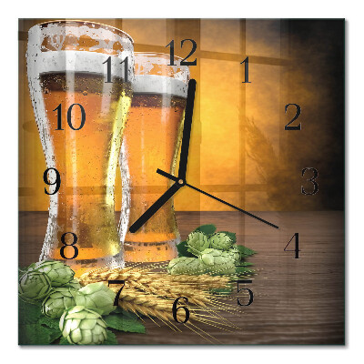 Square kitchen clock Glasses of beer