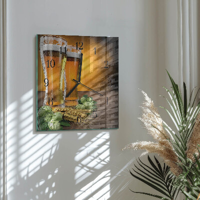 Square kitchen clock Glasses of beer