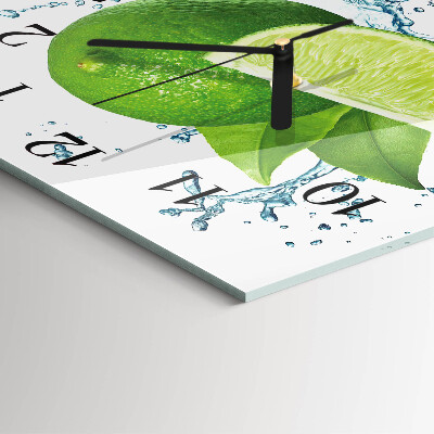 Glass wall clock square Calcium carbonate