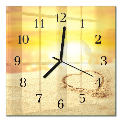 Square wall clock Heart in the Sand