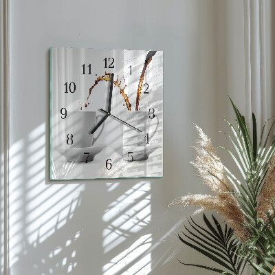 Glass clock square Cups of coffee