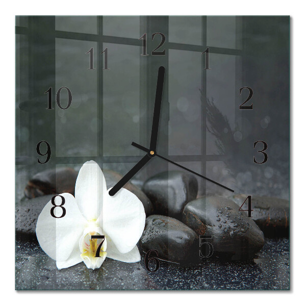 Square wall clock Flower and stones