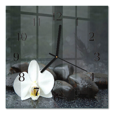 Square wall clock Flower and stones