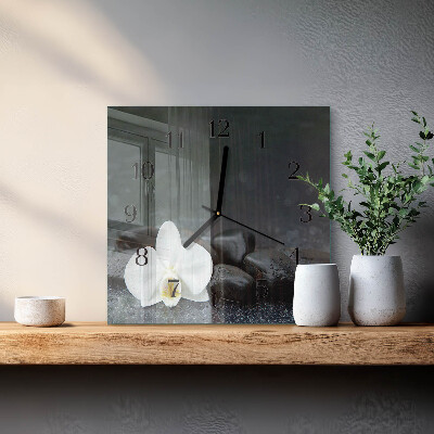 Square wall clock Flower and stones