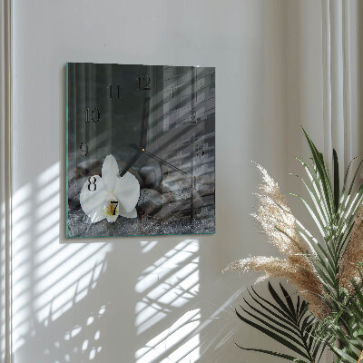 Square wall clock Flower and stones
