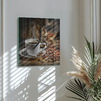 Glass clock square Coffee