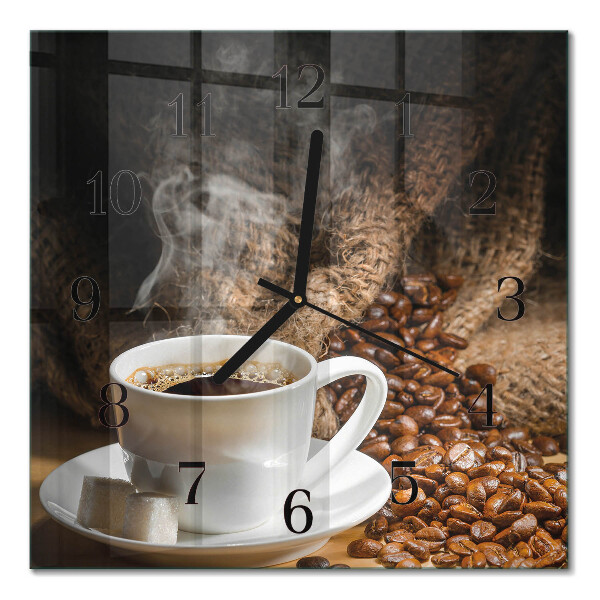 Glass wall clock square Coffee