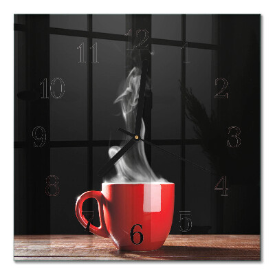 Square wall clock A cup of coffee