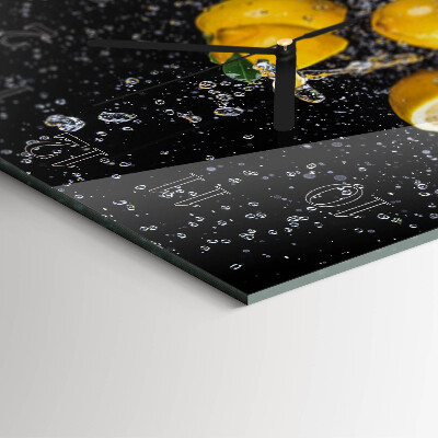 Glass clock square Lemons