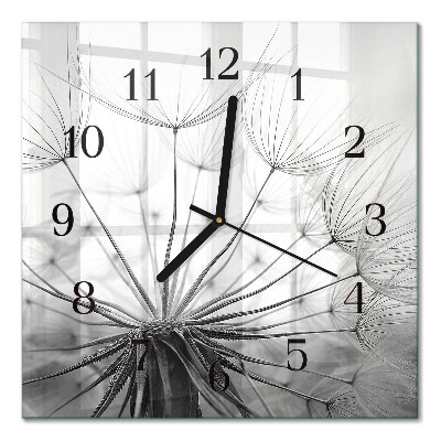 Glass wall clock square Dandelion