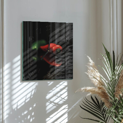 Glass wall clock square Pepper