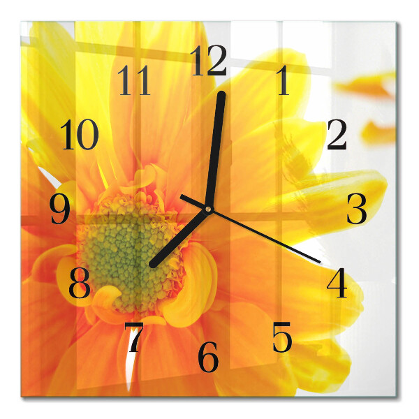 Glass clock square Flower