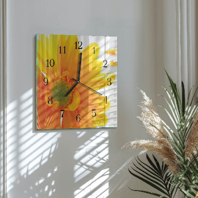 Glass clock square Flower